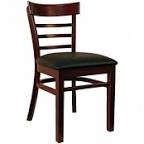 Mahogany Ladder Back Restaurant Chair with Black Vinyl Cushion