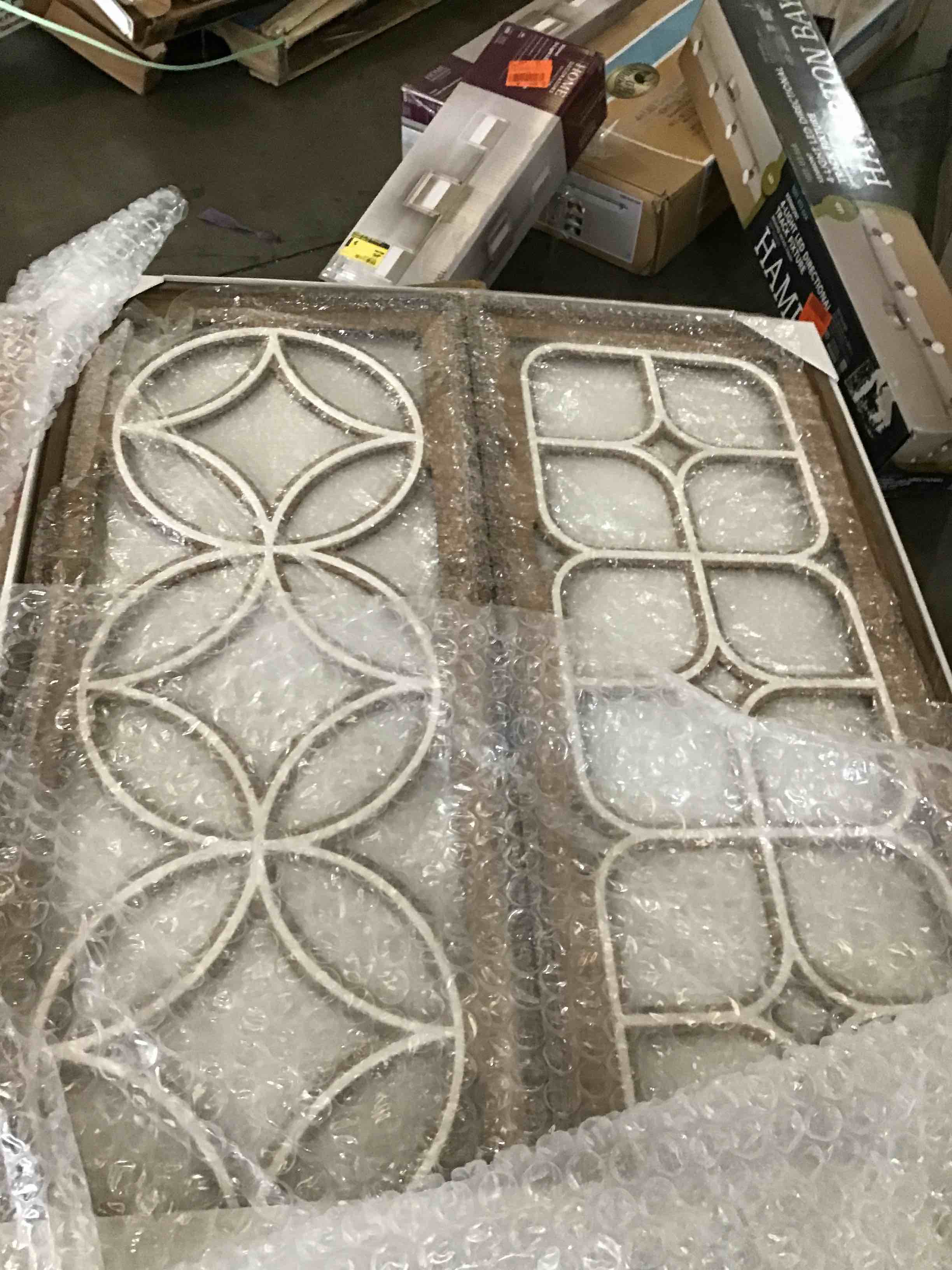 Deco 79 Wood Geometric Carved Wall Decor, Set of 2 6"W, 39"H, Brown