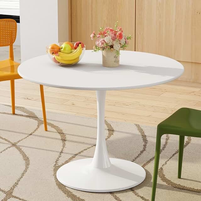 42” white round white table