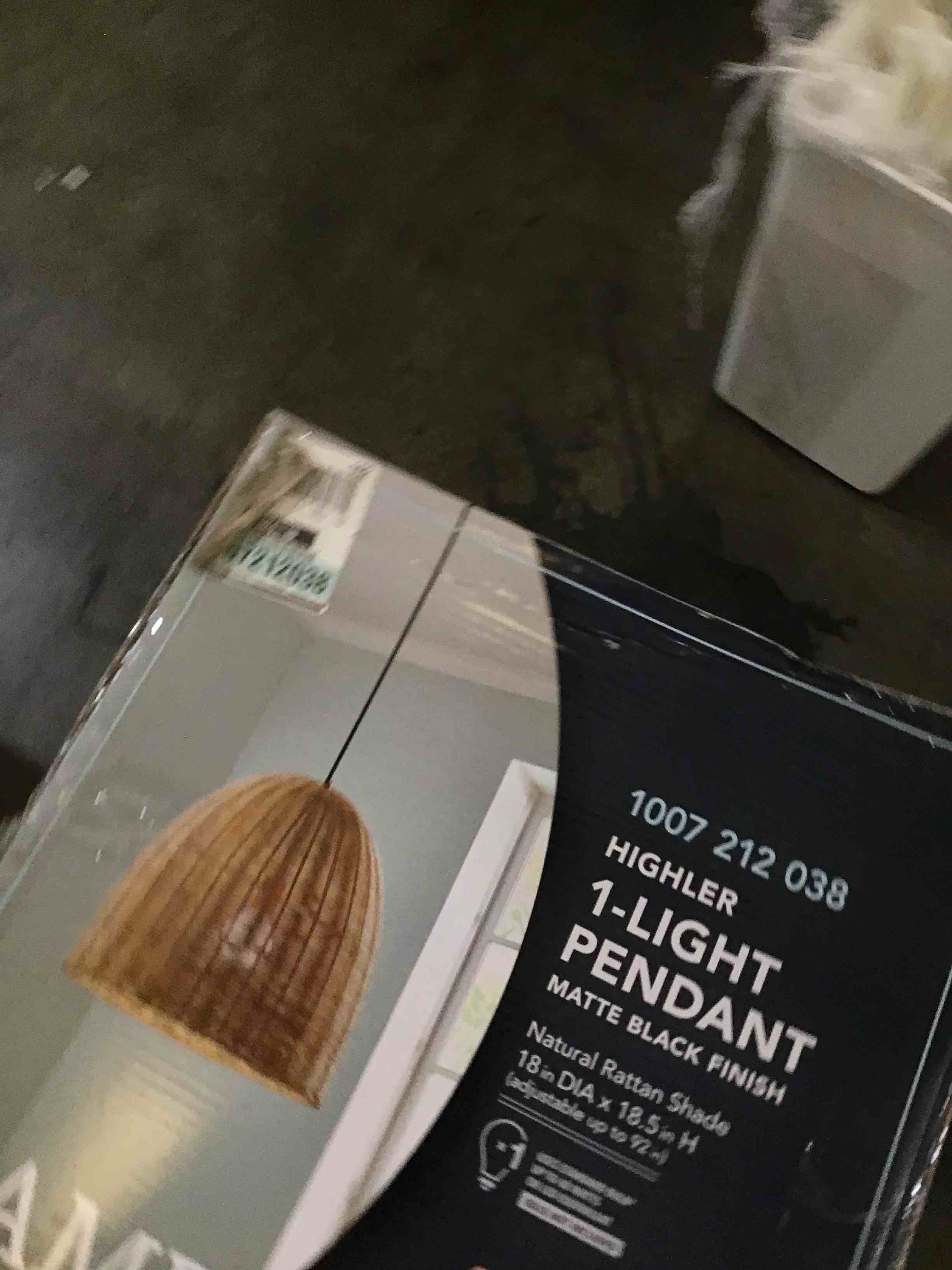 Highler 1-Light Matte Black Island Pendant with Natural Rattan Shade