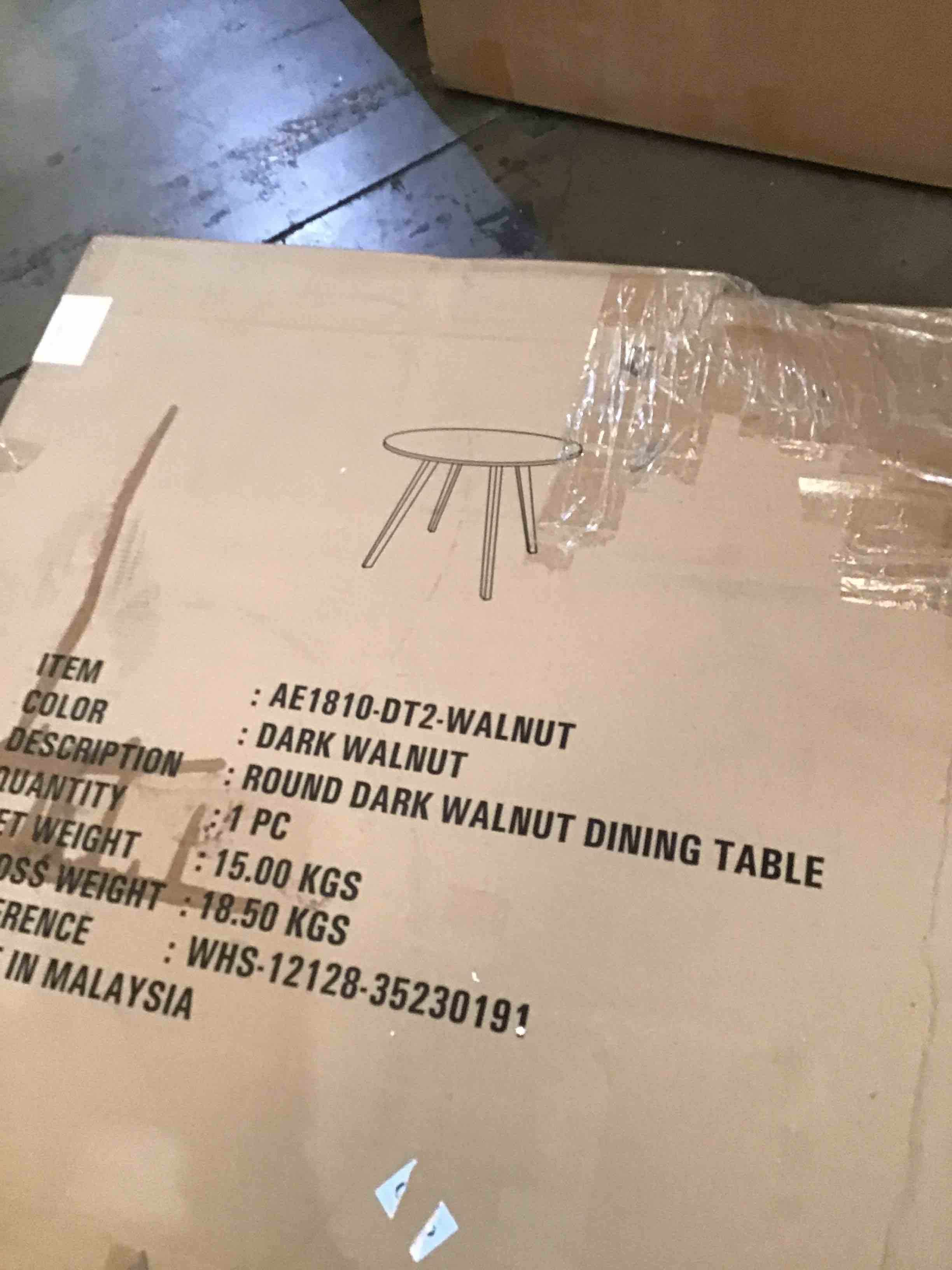 Dark walnut round dining table