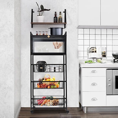 Tier Kitchen Bakers Rack Microwave Oven Stand Storage Shelf With Brake Casters