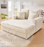 Bahi Upholstered Chaise Lounge, Sofa Bed Indoor With Throw Pillows And Armrests, Plush Chair Bed For Living Room, Sleeper Chair