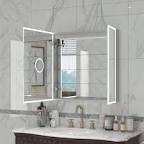 36 in. W x 30 in. H Rectangular Aluminum Recessed/Surface Mount LED Medicine Cabinet with Mirror, 3x Magnifying Mirror