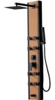 8-Jet Rainfall Shower Panel System with Rainfall Waterfall Shower Head and Shower Wand in Black Bamboo