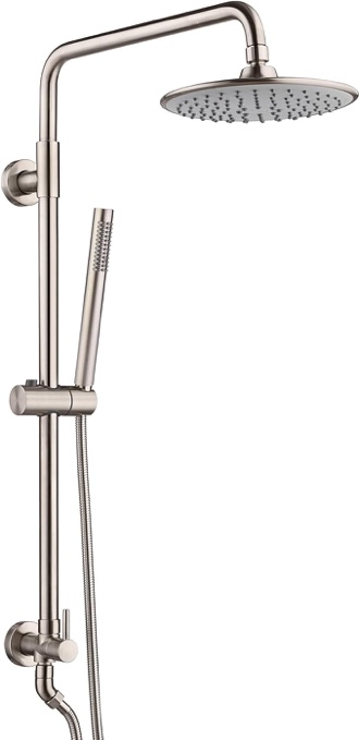 sumerain Brushed Nickel Retrofit Shower Systems with 9 Inch Rain Shower Head 2.5GPM, Brass Handheld Shower, Adjustable Slide Bar, Brass Diverter and 59" Stainless Steel Shower Hose