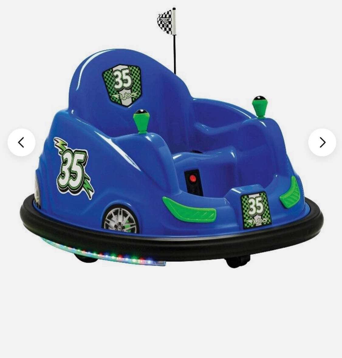 Flybar 6V Bumper Car: Battery Powered Ride On with Fun LED Lights - Blue
