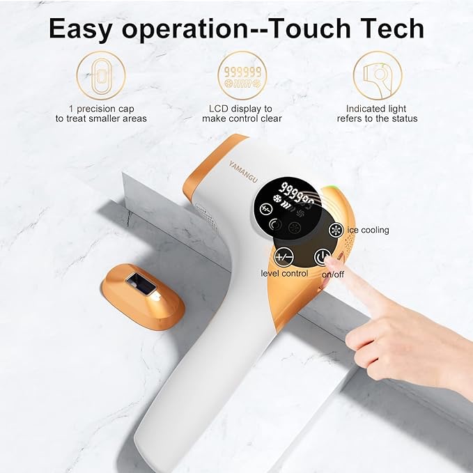 Painless Hair Removal for Women Permanent,at Home Hair Removal Device for Women and Man Facial Armpits Legs Arms Bikini Line Whole Body (Gold- With Cap & 999999 flashes)