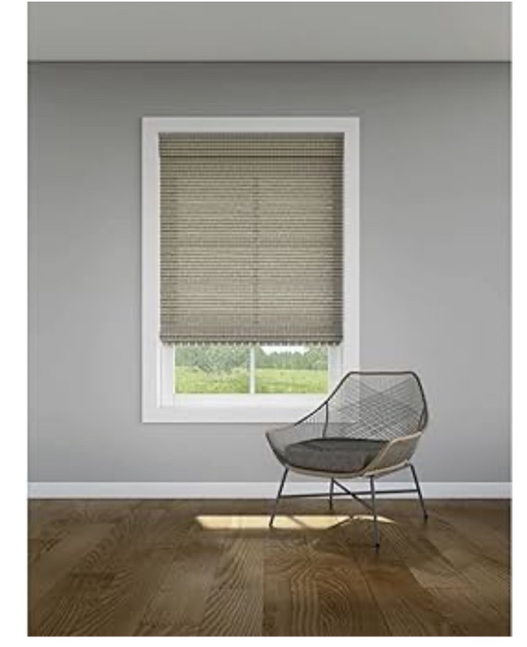 LEVOLOR 48-in x 64-in Greystone Light Filtering Cordless Bamboo Roman Shade