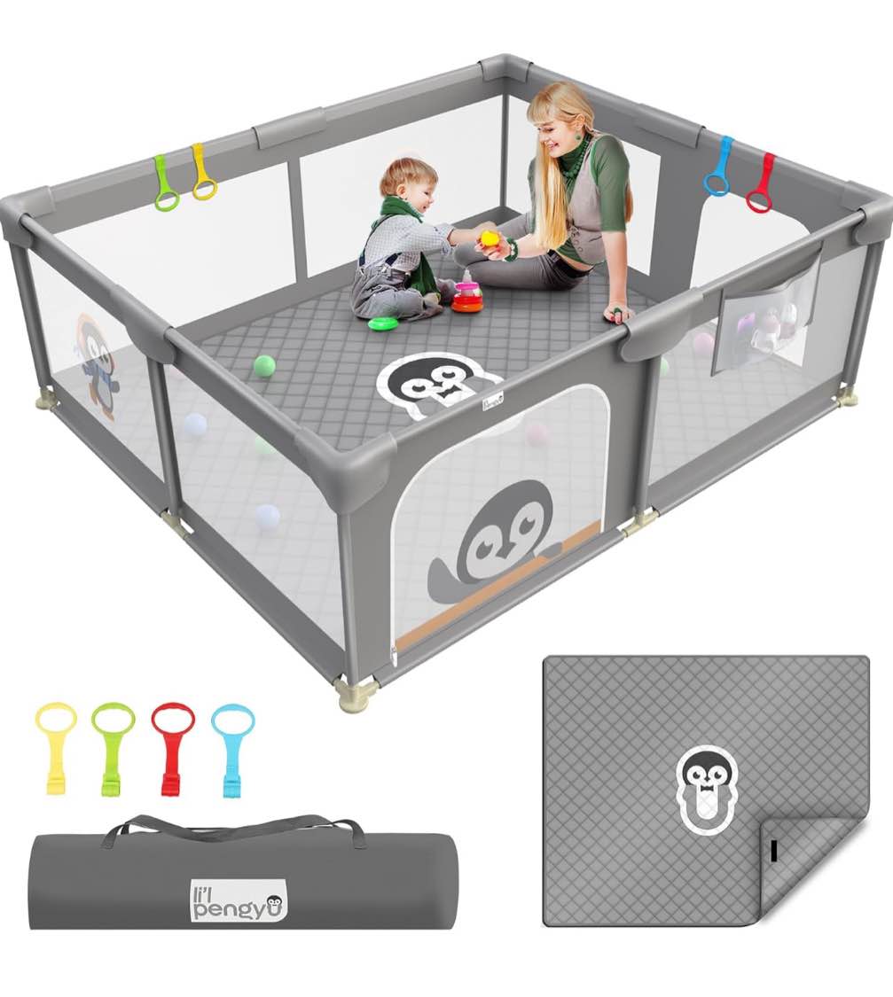 Baby Playpen with Mat 71 x 59 inch Baby Playpen for Babies and Toddlers, Extra Large Baby Playyard for Indoor & Outdoor Activity, with Soft Breathable Mesh for Kids Center
