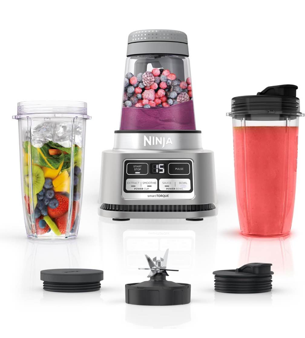 Ninja SS101 Foodi Smoothie Maker & Nutrient Extractor* 1200 WP, 6 Functions Smoothies, Extractions*, Spreads, smartTORQUE, 14-oz. , (2) To-Go Cups & Lids, Silver