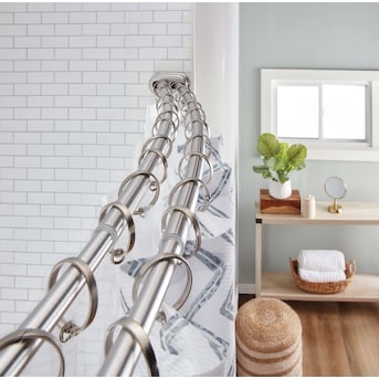 ALLEN + ROTH 44-in to 72-in Brushed Nickel Fixed or Tension Double Curve Adiustable Shower Curtain Rod