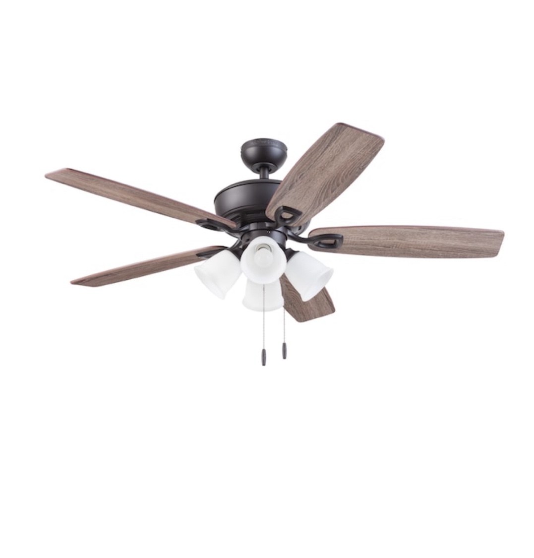 HARBOR BREEZE Notus 52-in Bronze Indoor Downrod or Flush Mount Ceiling Fan with Light (5-Blade)