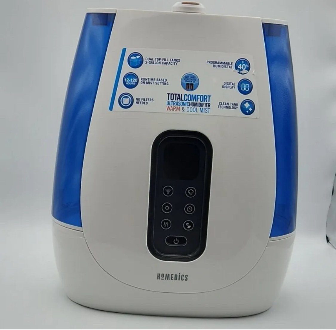 HoMedics Total Comfort Ultrasonic Humidifier - Blue Tank 2 Gallon