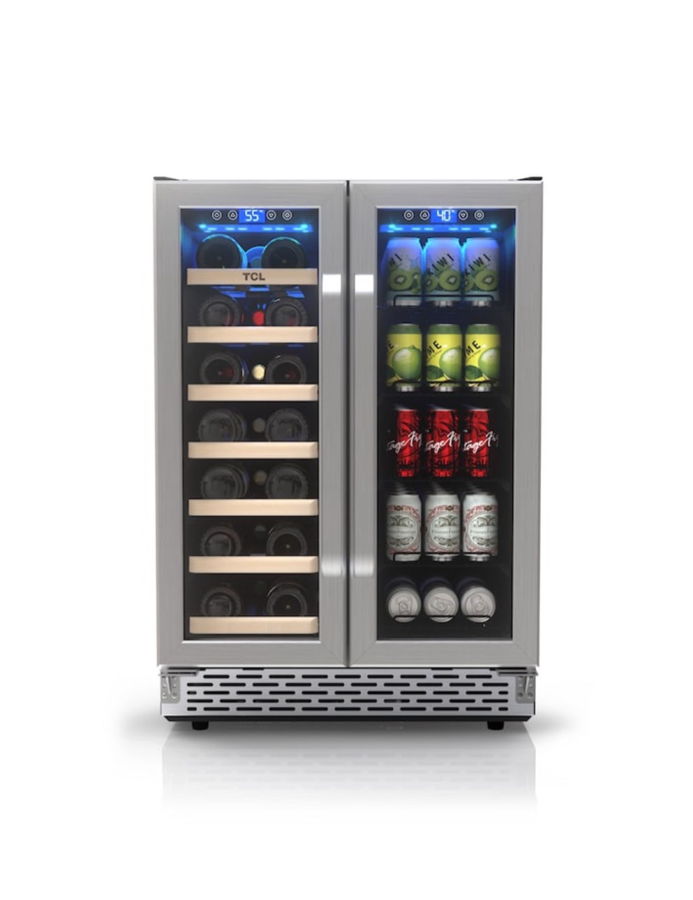 TCL 23.4-in W Stainless Steel Dual Zone Cooling Built-In / freestanding Indoor Wine Cooler