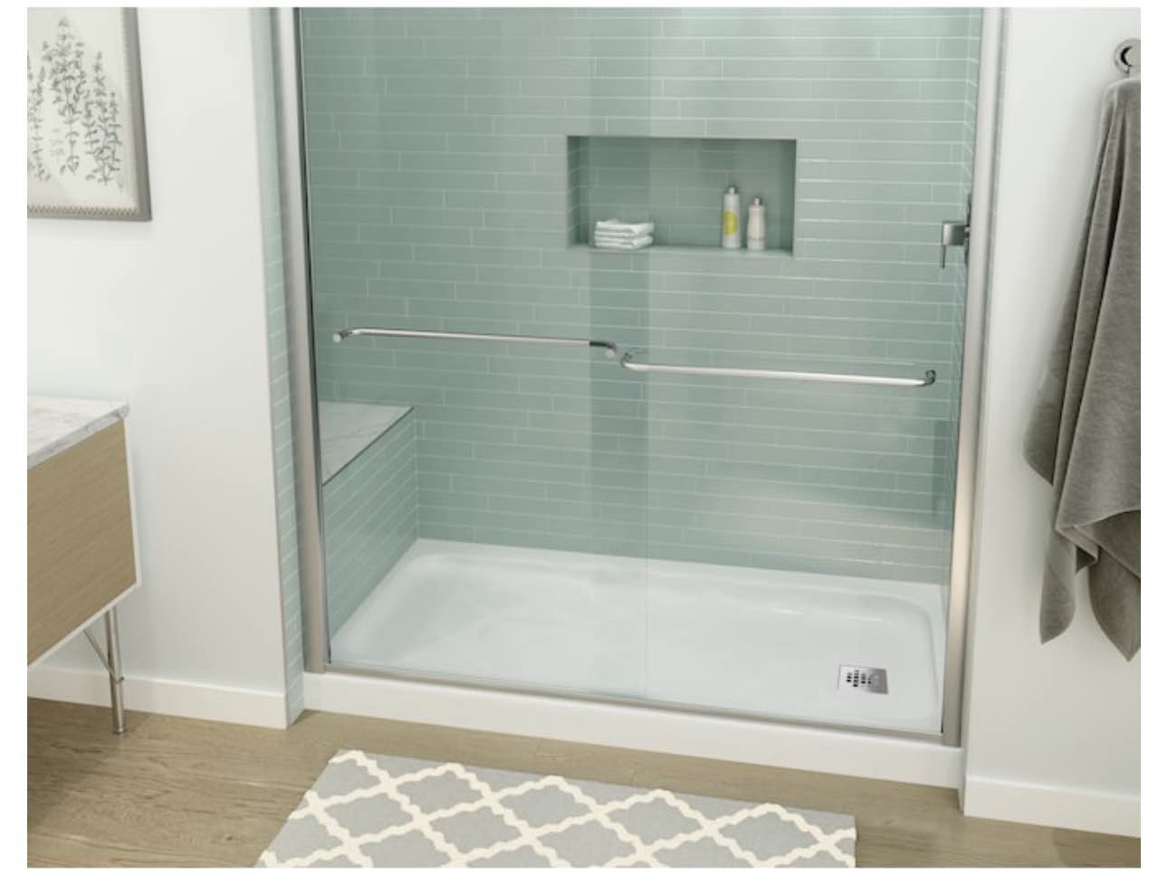 MANSFIELD Pro-Fit 30-in W x 60-in L with Right Drain Rectangle Shower Base (White)