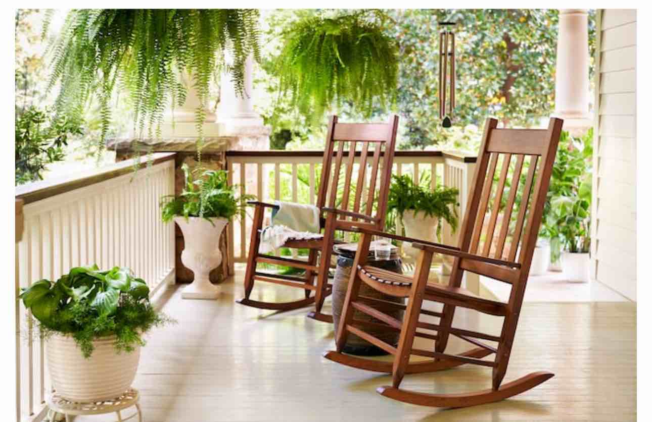 STYLE SELECTIONS Wood Frame Rocking Chair with Slat Seat