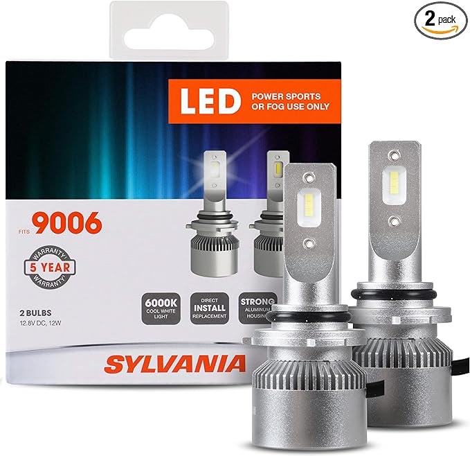 SYLVANIA 9006 LED Powersport Headlight Bulbs for Off-Road Use or Fog Lights - 2 Pack