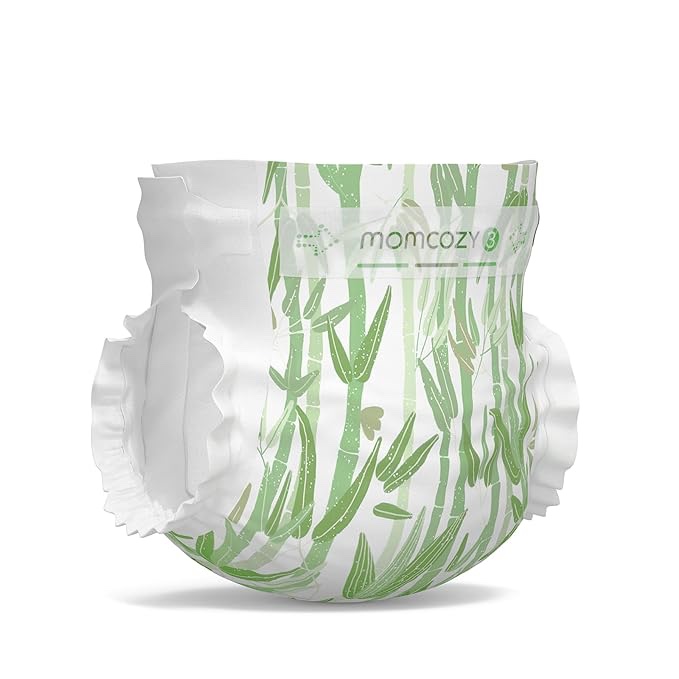 Momcozy Baby Diapers, Baby Diapers Natural Bamboo Diapers Hypoallergenic for Sensitive Skin, Absorbent Disposable Diapers, Soft Organic Diapers Size 3(36Count)