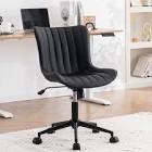 YOUNIKE Office Chair Swivel Desk Chair with Wheels Upholsteed Faux Leather Height Adjustable Computer Task Chair Modern Rolling Armless Ergonomic Backrest, Mint Black , Loads 300 lbs