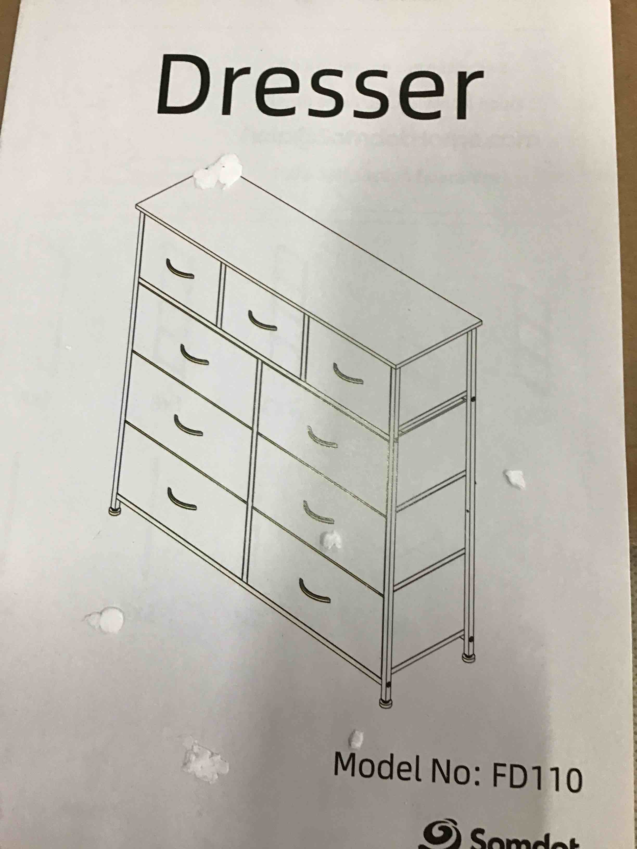 Somdot Dresser, 9-Drawer Fabric Storage Tower for Bedroom, Nursery, Entryway, Closets, Tall Chest Organizer Unit with Large Capacity Fabric Bins - Charcoal beige Walnut