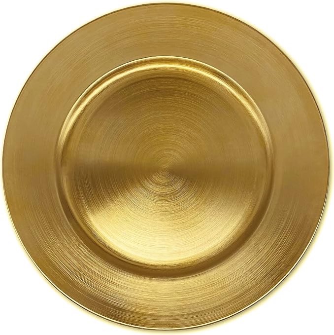 Henilosson Metallic Foil Gold Charger Plates-13 inch-6 pack round Dinner Chargers -Plate Chargers for Dinner Plates - Wedding Décor Place-mats (6, gold)