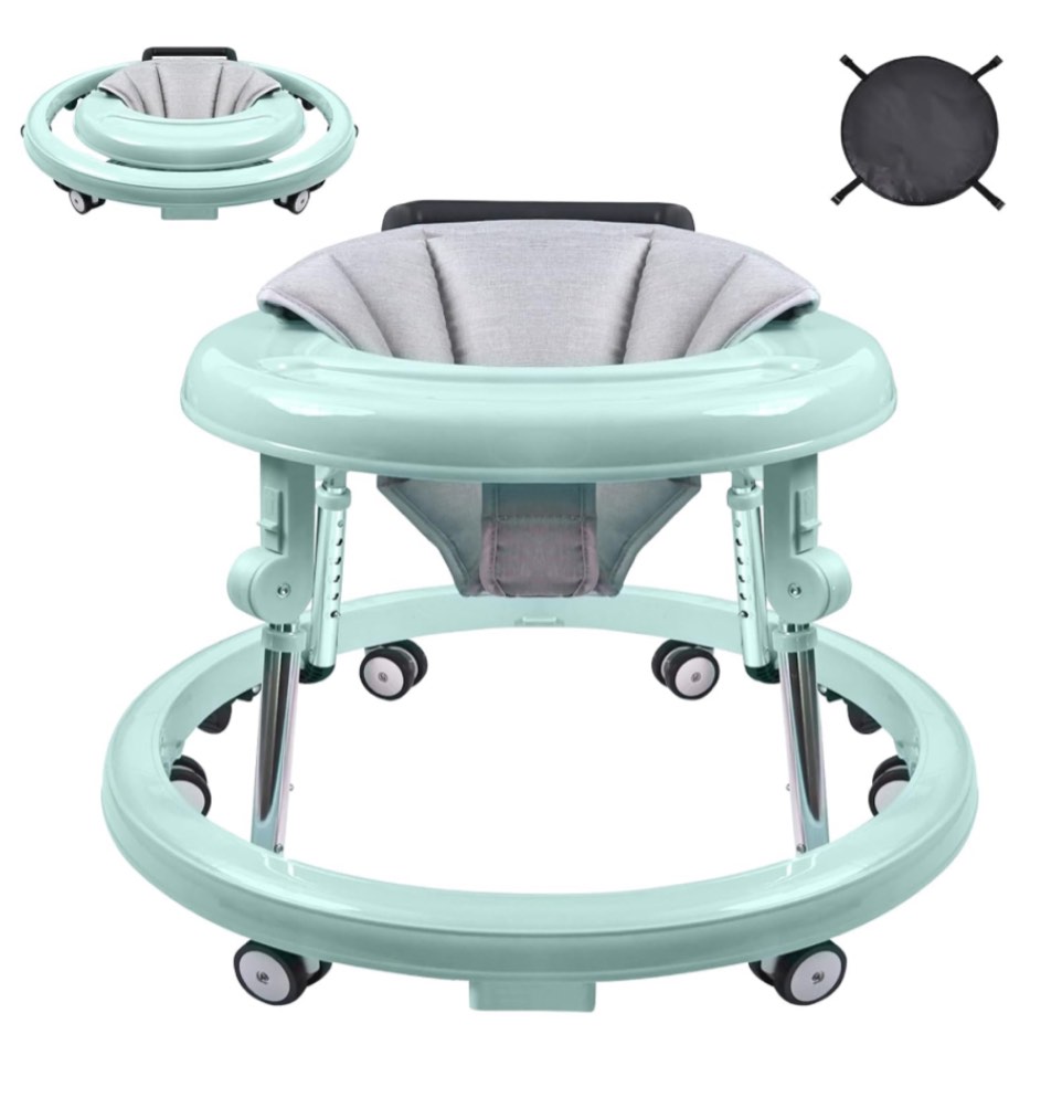 Baby Walker with Wheels, Foldable Adjustable Height Toddler Walker, Baby Walkers and Activity Center with Foot Pads, Baby Walkers for Baby Boys and Baby Girls 6-24 Months 9 Heights Adjustableâ€¦â€¦