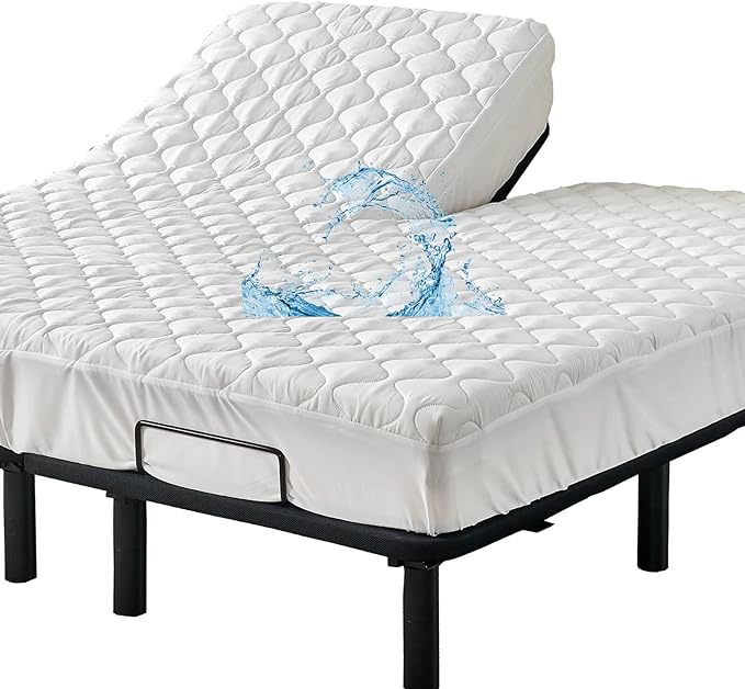 Quilted 36-39" Split Top California King Mattress Protector Pad for Adjustable Bed with Upper Flex Head Waterproof Padded Topper Noiseless Fitted Matress Cover