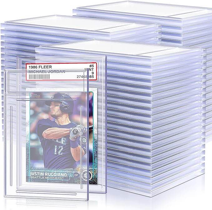 100 PCS Card Case Holder for Trading Cards, Acrylic Graded Card Slab Baseball Card Protectors with Label Position Fit for YuGiOh, MTG and Sport Cards