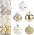 CHICHIC 2.36” 28Pcs Christmas Ornaments for Christmas Tree Decorations Christmas Ball Ornaments Christmas Tree Ornaments Sets Shatterproof Xmas Balls Bulbs for Christmas Decoration, Gold White