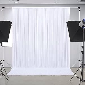 10 ft x 10 ft Wrinkle Free White Backdrop Curtain Panels, Polyester Photography Backdrop Drapes, Wedding Party Home Decoration Supplies
