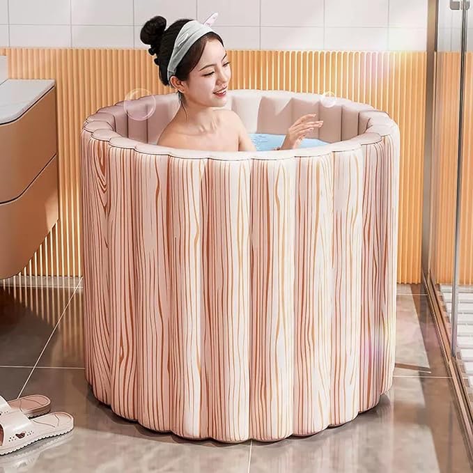 Foldable ice bath tub cold plunge tub for adults 47 inches beige