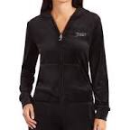 Size Medium, Juicy Couture Classic Velour Zip Up Hoodie Black 
