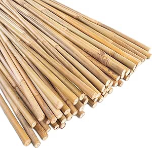 0.32â€?-0.4"/ 4 Feet Garden Stakes, Natural Bamboo Sticks Plant Stakes for Indoor and Outdoor Plantsï¼ŒPoles for Tomatoes, Beans, Potted Plants(50Pcs)