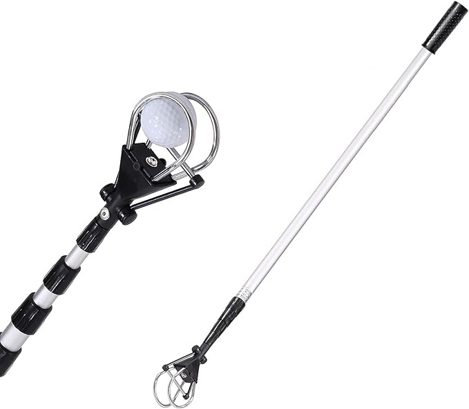 HOW TRUE Golf Ball Retriever, 12ft 15ft 18ft Aluminum Alloy Golf Ball Retriever Telescopic for Water Golf Ball Picker Grabber Golf Accessories Golf Gift (15ft)