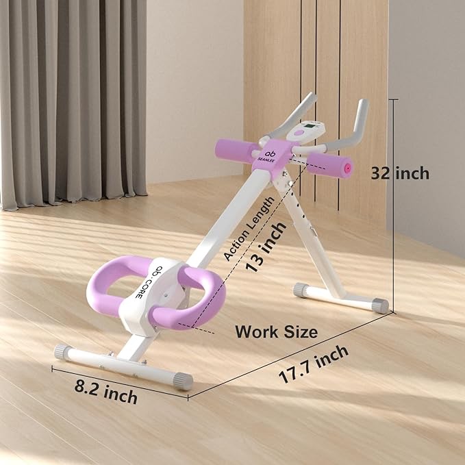 Abdominal Machine Ab Workout Equipment Adjustable for Home Gym Ab Machine Exercise Equipment bwith LCD Monitor Pink
