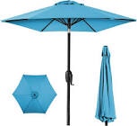 Best Choice Products 7.ft Heavy-Duty Round Outdoor Market Table Patio Umbrella w/Steel Pole, Push Button Tilt, Easy Crank Lift - Sky Blue