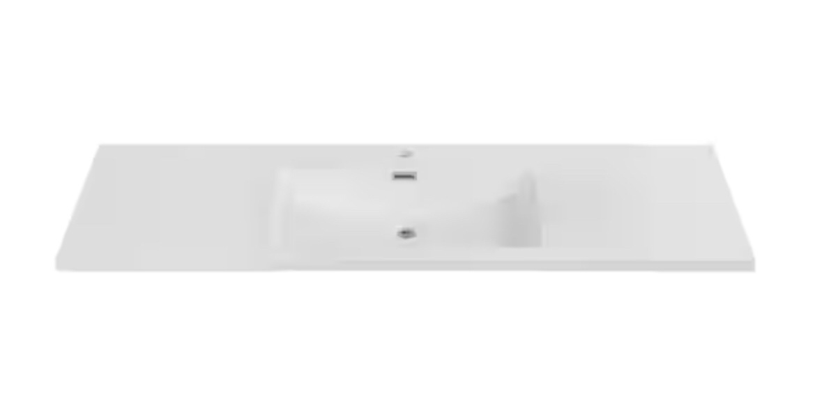 59.1 in. W x 18.5 in. D Solid Surface Resin Vanity Top in White K-1203-SIN-59