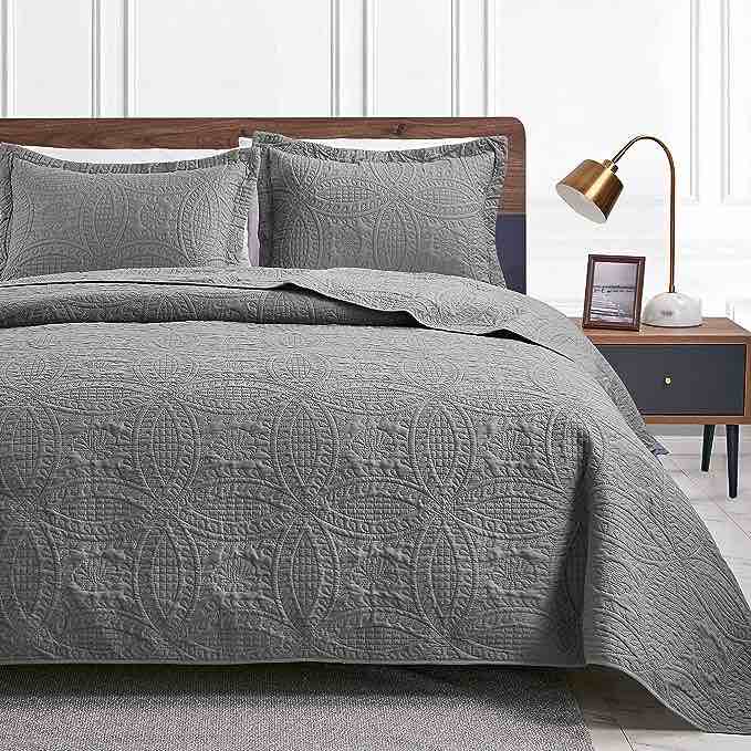 Love's cabin Quilts for Queen Bed Grey Bedspreads - Soft Bed Summer Quilt Lightweight Microfiber - Modern Style Coin 