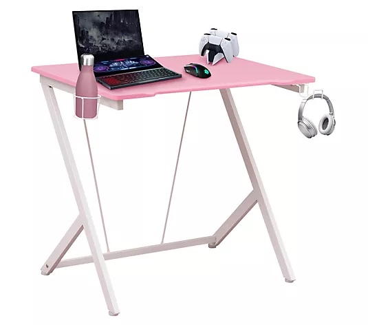 23.62 in. Rectangular Pink Kids Computer Gaming Desk