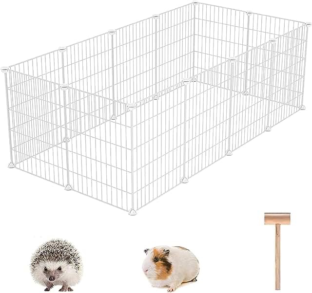 HOMIDEC Pet Playpen,Small Animals Cage DIY Wire Yard Fence with Door for Indoor/Outdoor Use,Portable for Puppies,Kitties,Bunny,Turtle 48" x 24" x 16" White