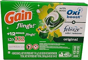 Orgain GAIN Flings! Original Scent Liquid Laundry Detergent Pacs, 132 ct.