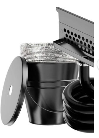Rear Grease Drainage System for Blackstone Grease Catcher Upgrade, with Rear Grease Drainage Funnel, Grease Bucket W/ Lid, 12-Pack Disposable Foil Grease Bucket Liners, Blackstone Griddle Accessories