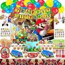 296 Pcs Birthday Party Supplies, Game Party Decorations Party Set for 20 Gueats Includes Banners, Tableware, Backdrop, Hanging Swirls, Balloons, Cake Toppers, Tablecloth, Napkins, Cups, Stickers