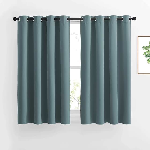 NICETOWN Blackout Greyish Blue Curtain for Bedroom - Window Treatment Thermal Insulated Grommet Solid Drapes Energy Saving Sound Reducing for Home Office (1 Panel, W66 x L54)