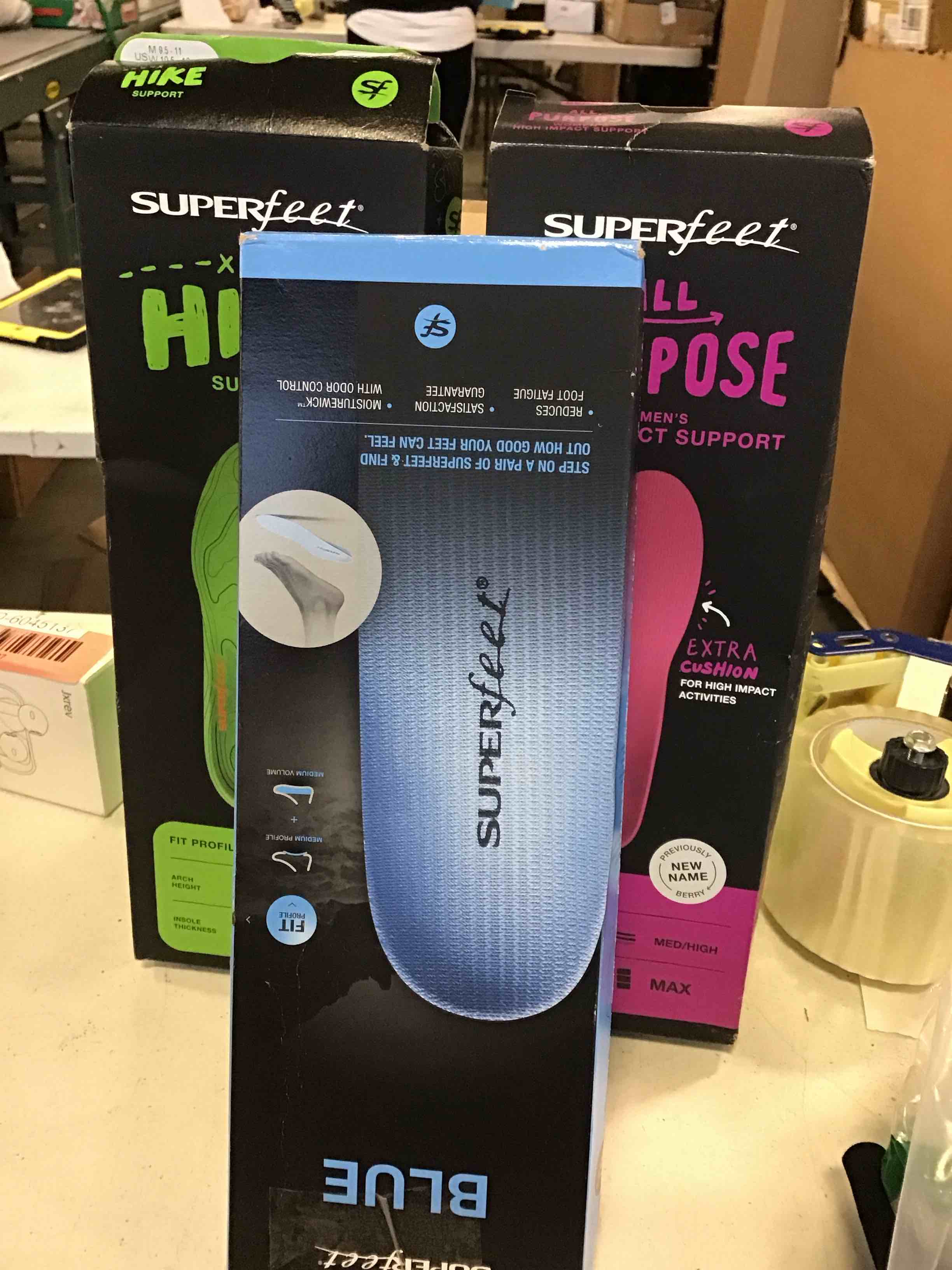 assorted insoles varying styles sizes