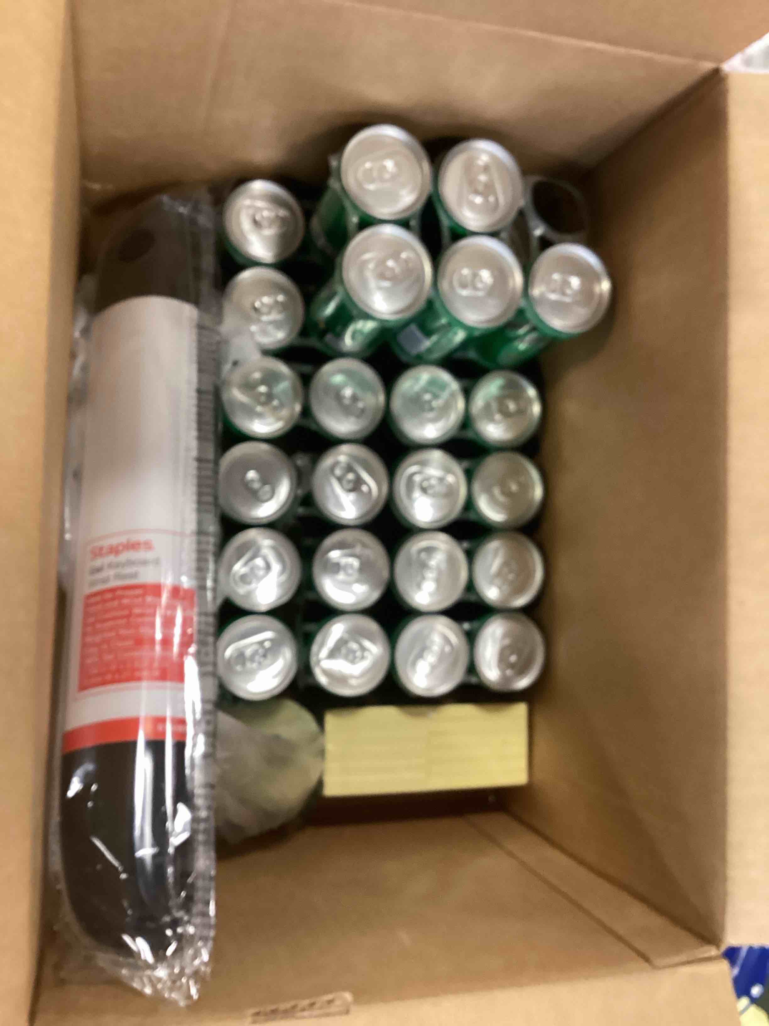 assorted office supplies w zero sugar sprite