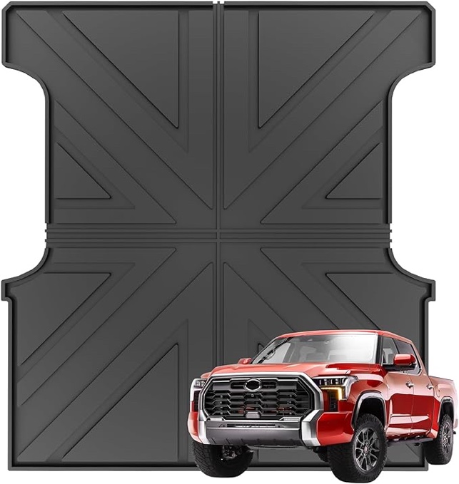 Puermto Heavy Duty Trcuk Bed Mats Compatible with 2022 2023 Toyota Tundra CrewMax Cab 5.5ft Short (65.8in-66.7in) Bed, All Weather Accessories Truck Bed Mats Bed Liners Upgraded Thicker 40MM TU02 Tundra Heavy Duty