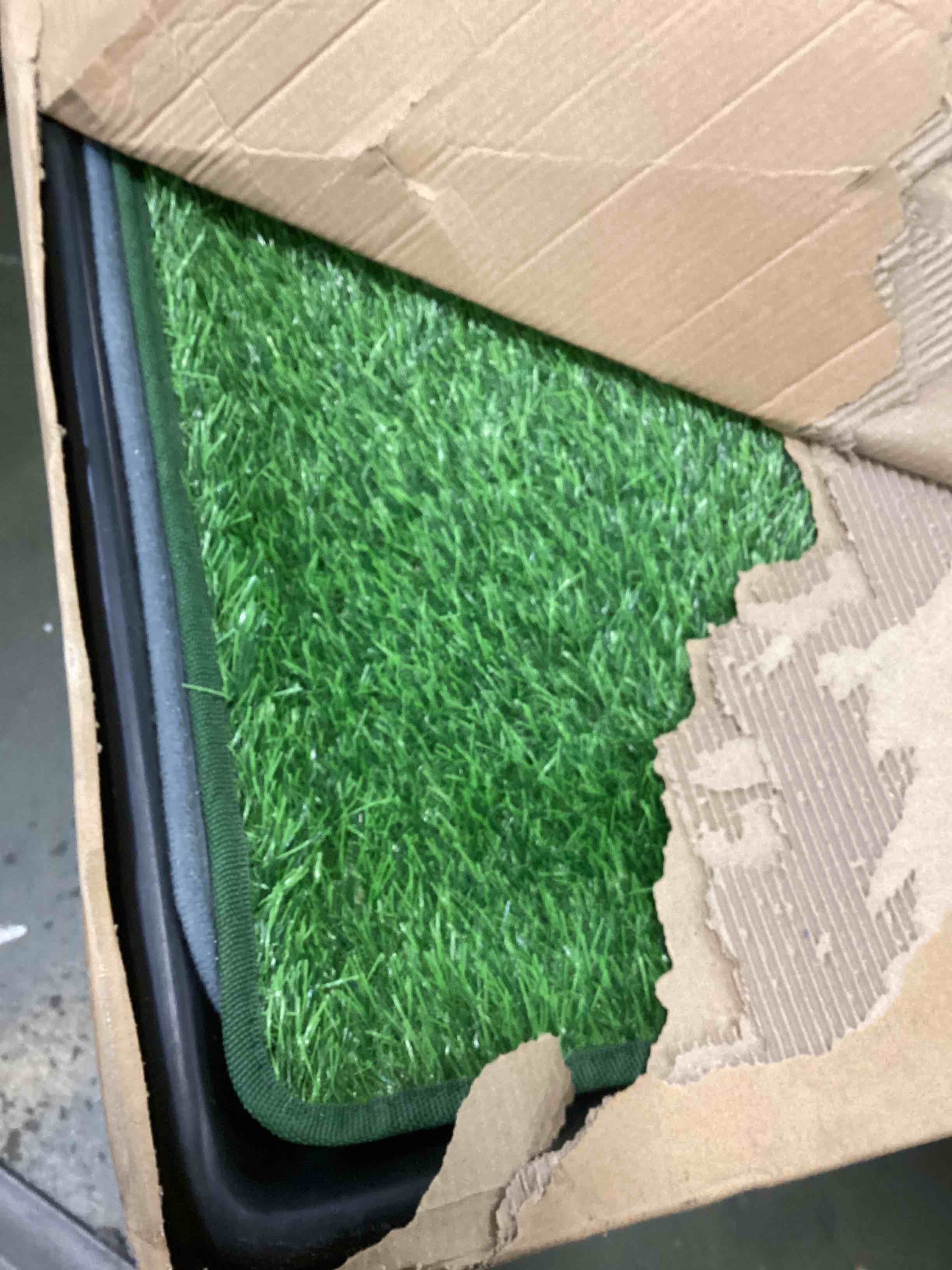 Dewonch Dog Artificial Grass Pad with Tray for Puppy Potty Training, Fake Turf Patch & Washable Pee Pad Pet Loo for Small and Medium Dogs, Indoor or Outdoor Use (Potty System 35.4” x 23.6”)