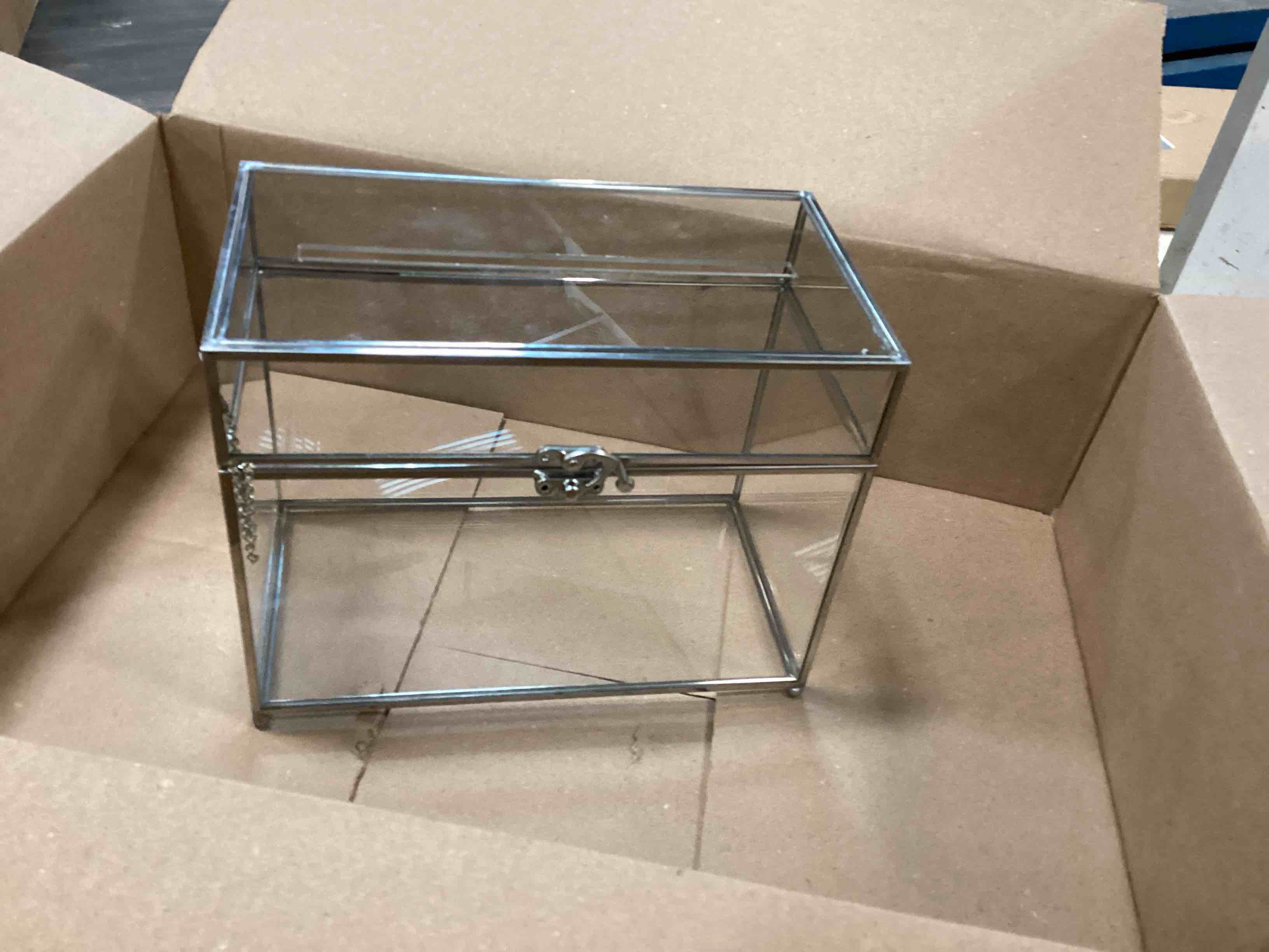 Similar QLQSIMON 10.2'' Handmade Glass Card Box with Lid- Large Terrarium Clear Card Box- Vintage Decorative Storage Box for Wedding Reception, Party, Wishwell, Keepsake